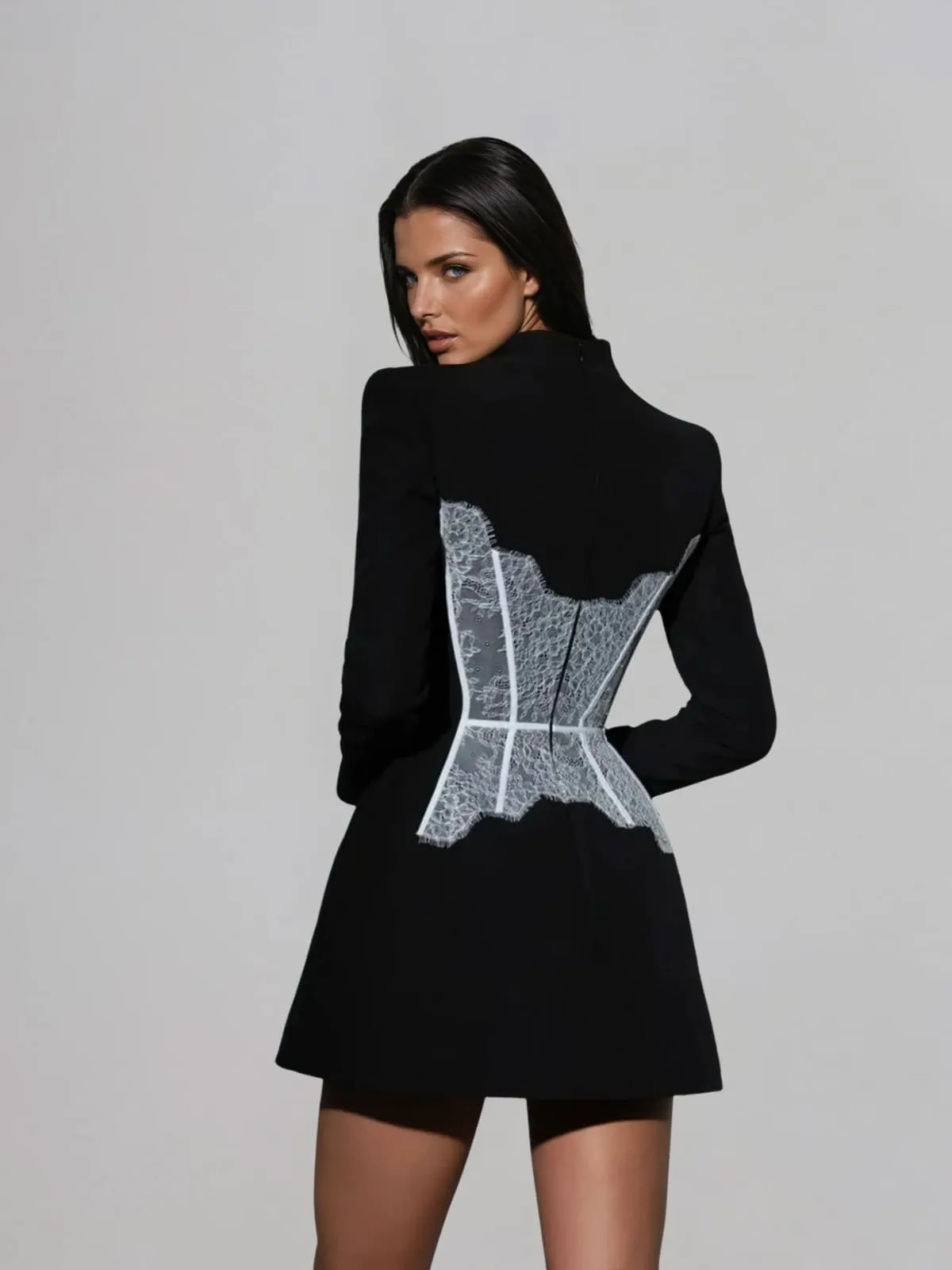 Uryxel High Neck Lace Mini Dress sold by Mew Mews product image thumbnail 3