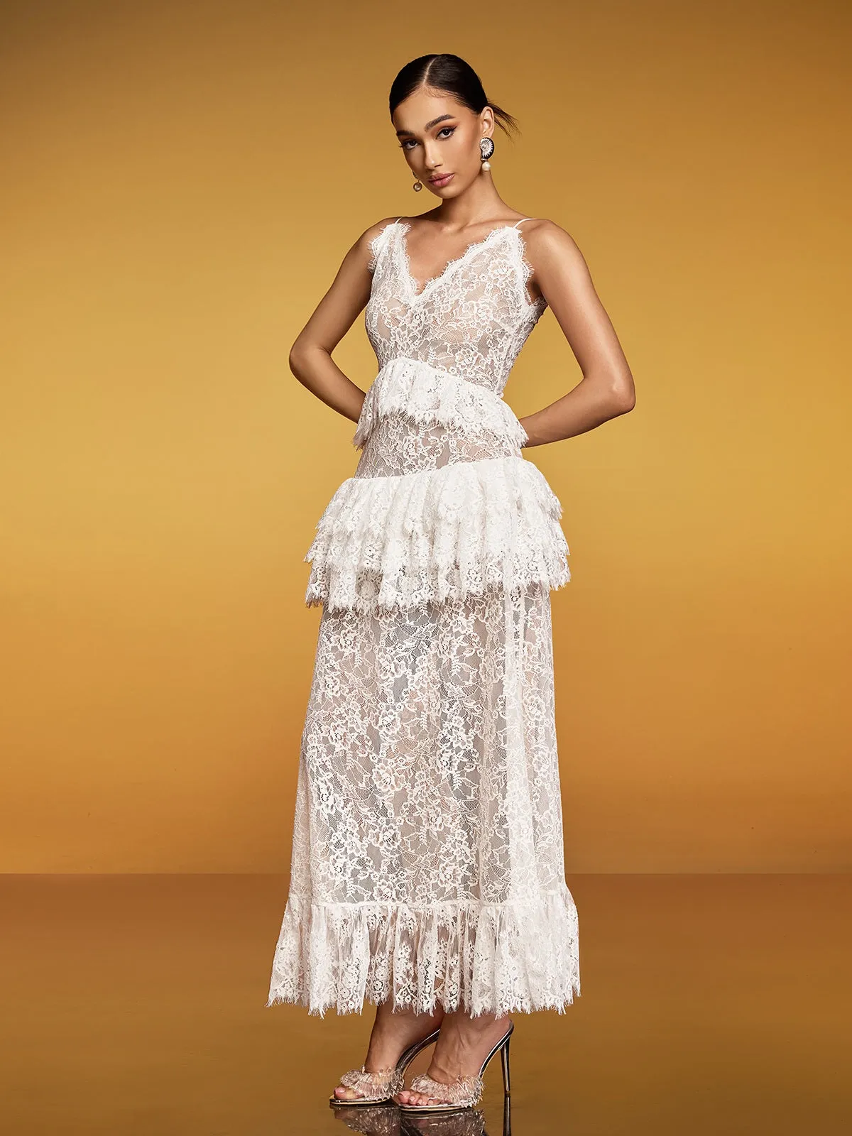Emanea Spaghetti Lace Floral Maxi Dress sold by Mew Mews product image thumbnail 5