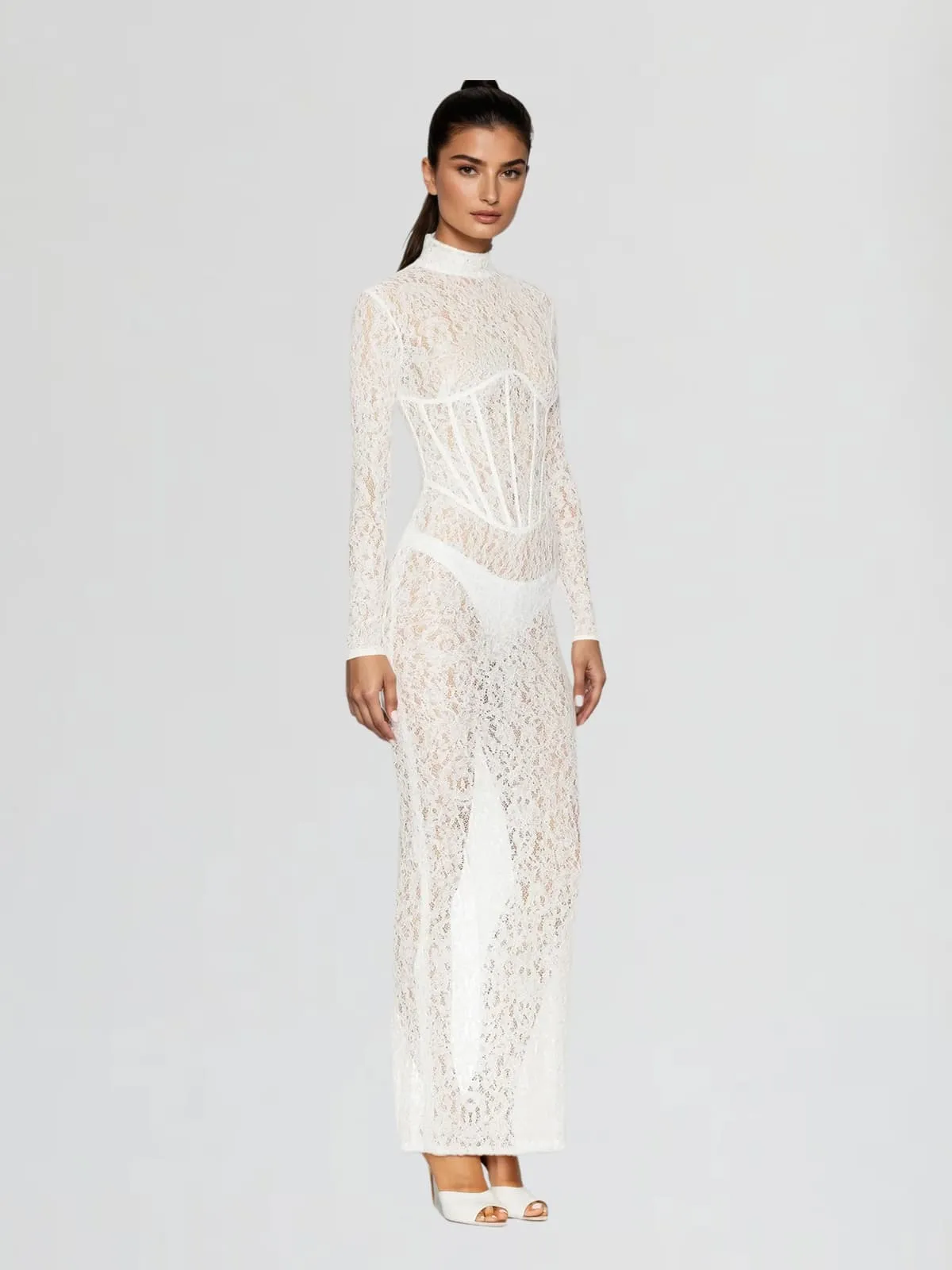 Ecodar Cutout Lace Floral Split Maxi Dress sold by Mew Mews product image thumbnail 2