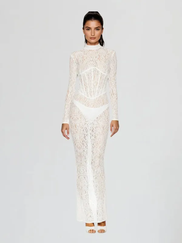 Ecodar Cutout Lace Floral Split Maxi Dress sold by Mew Mews