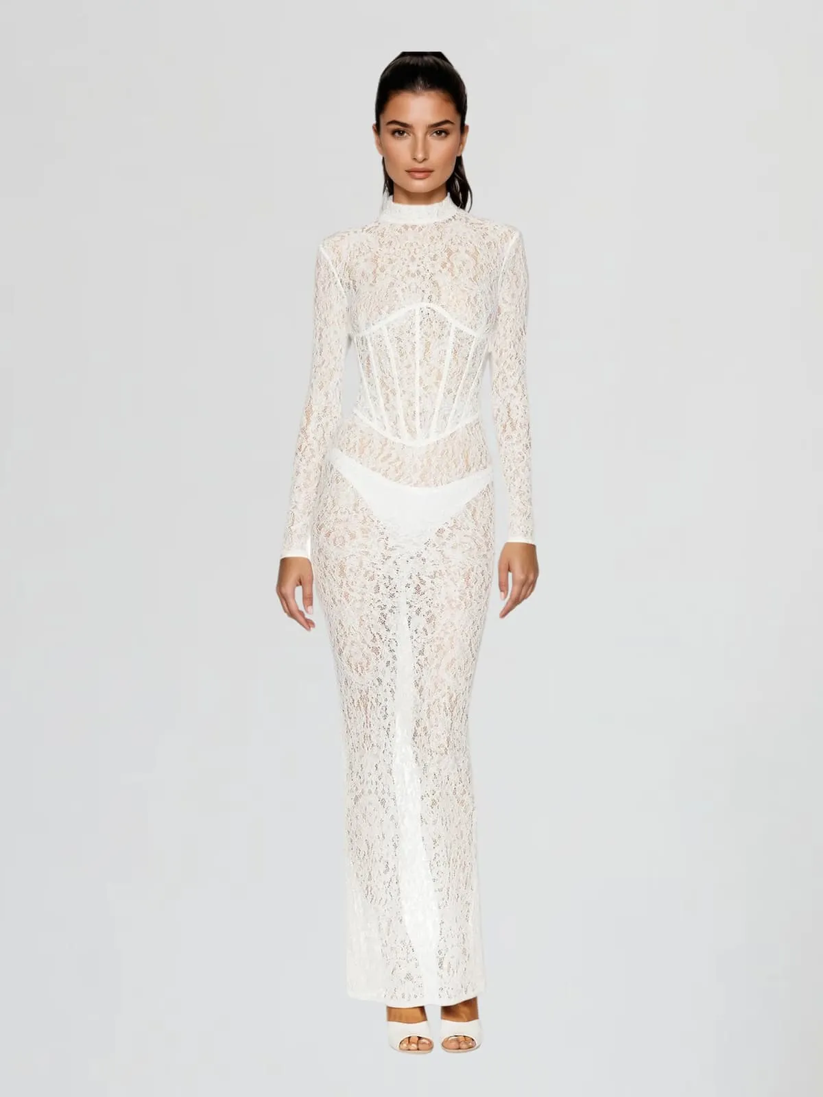 Ecodar Cutout Lace Floral Split Maxi Dress sold by Mew Mews