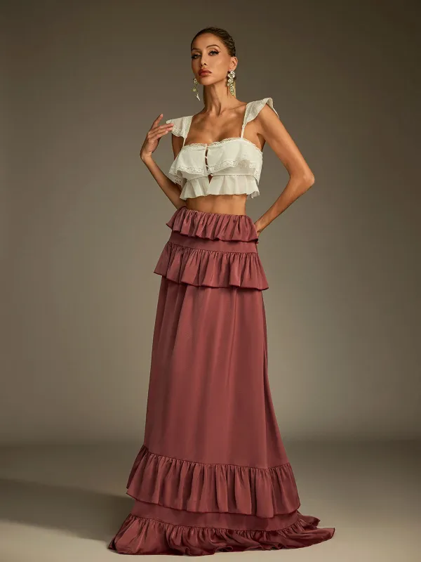 Lucilius Lace Ruched Skirt Set sold by Mew Mews
