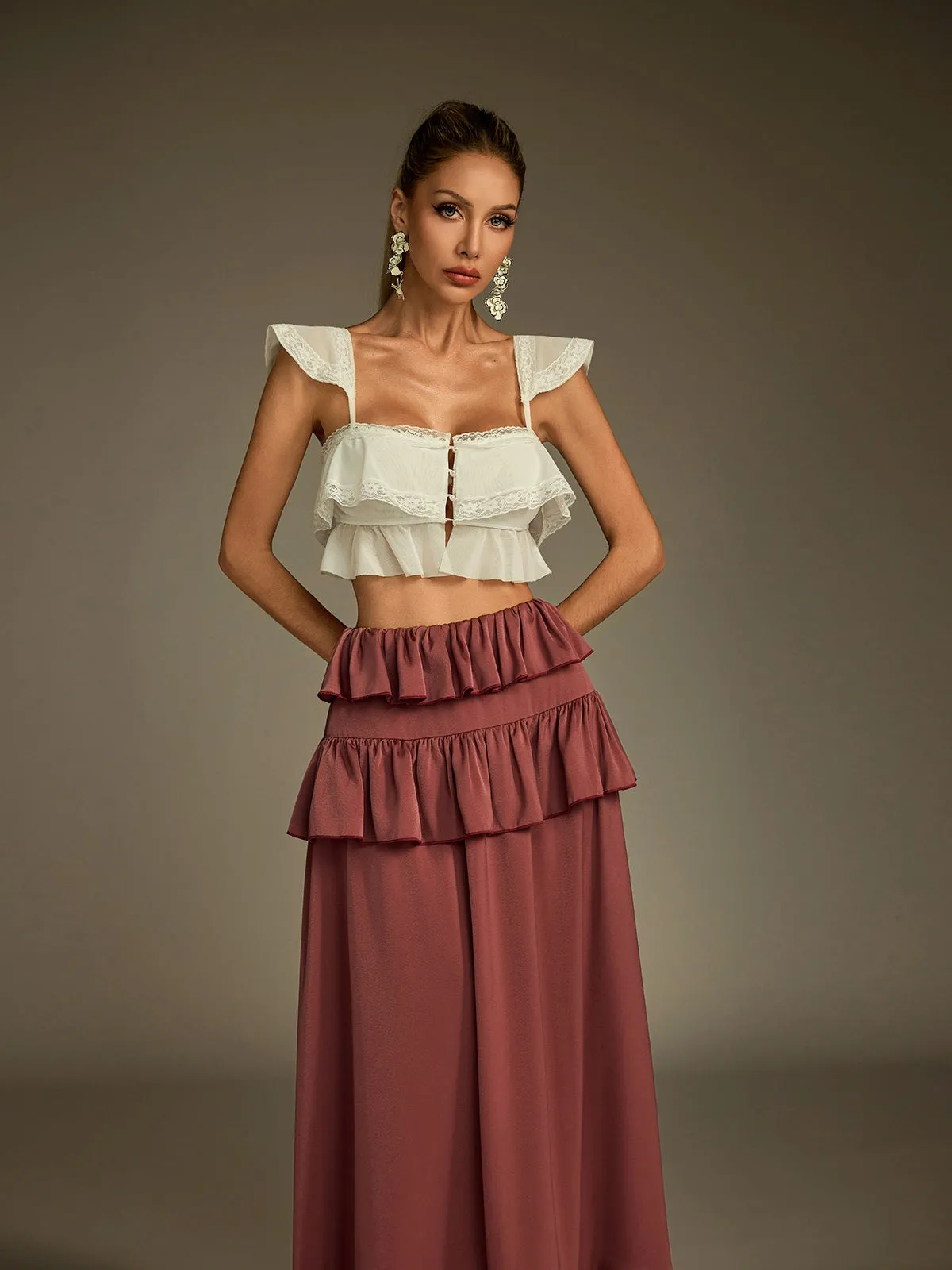 Lucilius Lace Ruched Skirt Set sold by Mew Mews product image thumbnail 3