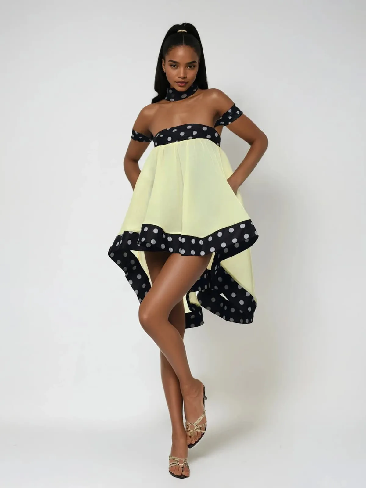 Velvandis Off Shoulder Dot Mini Dress sold by Mew Mews product image thumbnail 2