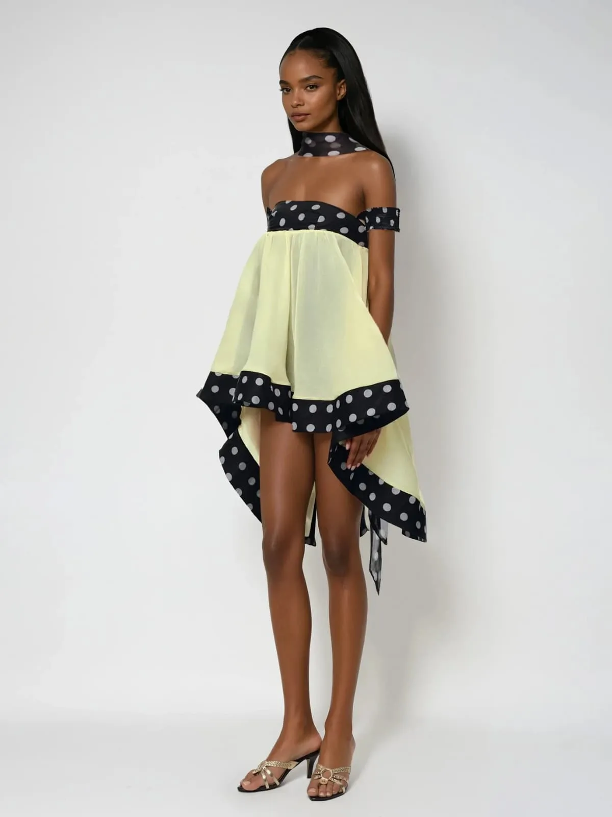 Velvandis Off Shoulder Dot Mini Dress sold by Mew Mews product image thumbnail 3