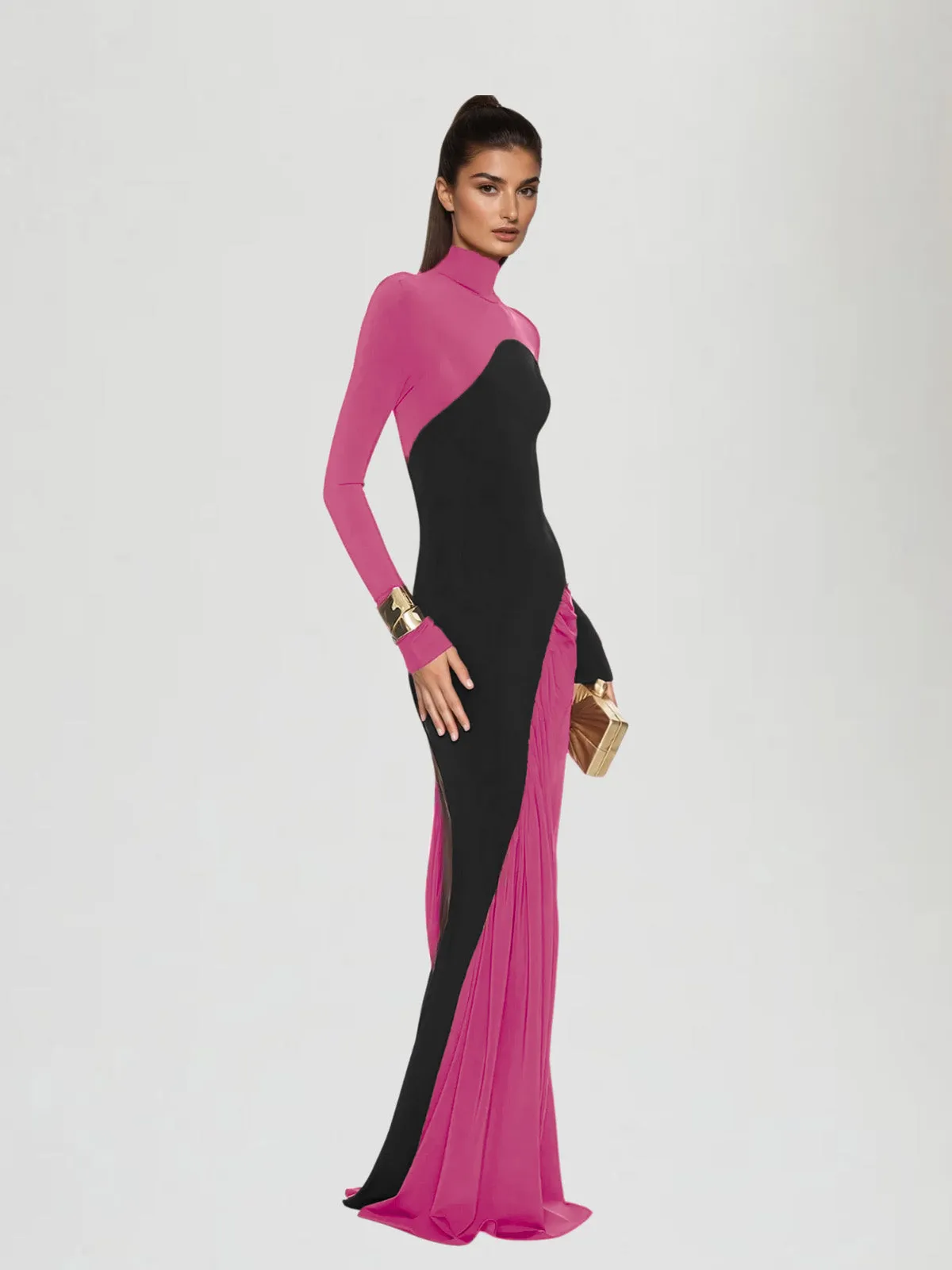 Laurice High Neck Maxi Dress In Hot Pink sold by Mew Mews product image thumbnail 2