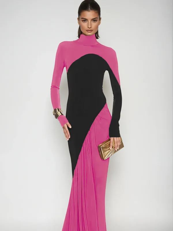 Laurice High Neck Maxi Dress In Hot Pink made by Mew Mews