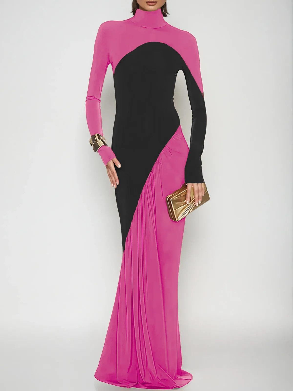 Laurice High Neck Maxi Dress In Hot Pink sold by Mew Mews product image thumbnail 3