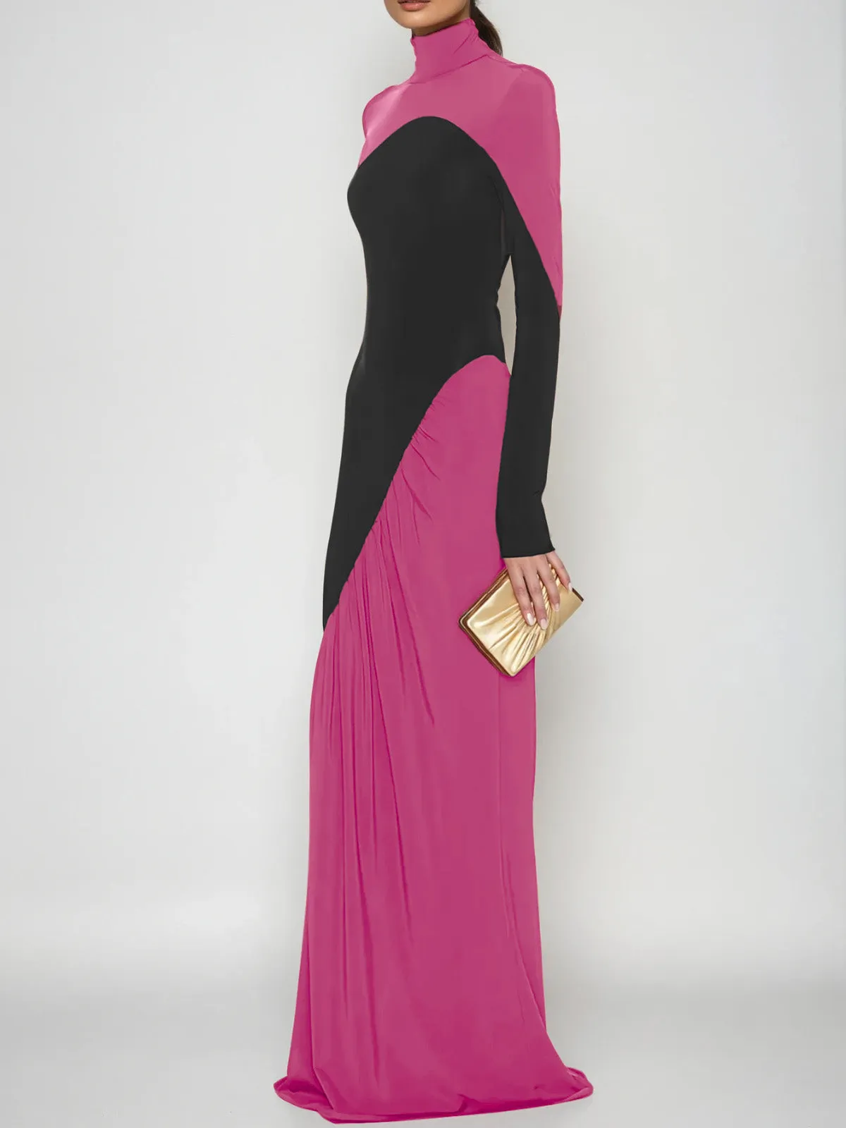Laurice High Neck Maxi Dress In Hot Pink sold by Mew Mews product image thumbnail 4