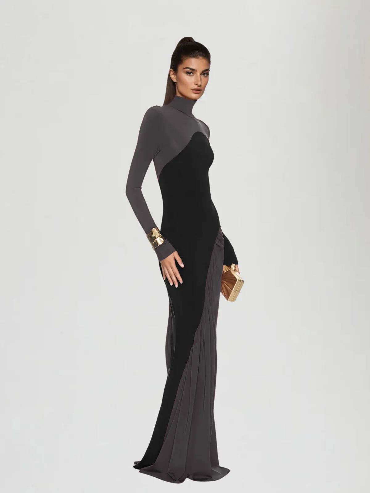Laurice High Neck Maxi Dress In Coffee sold by Mew Mews product image thumbnail 3