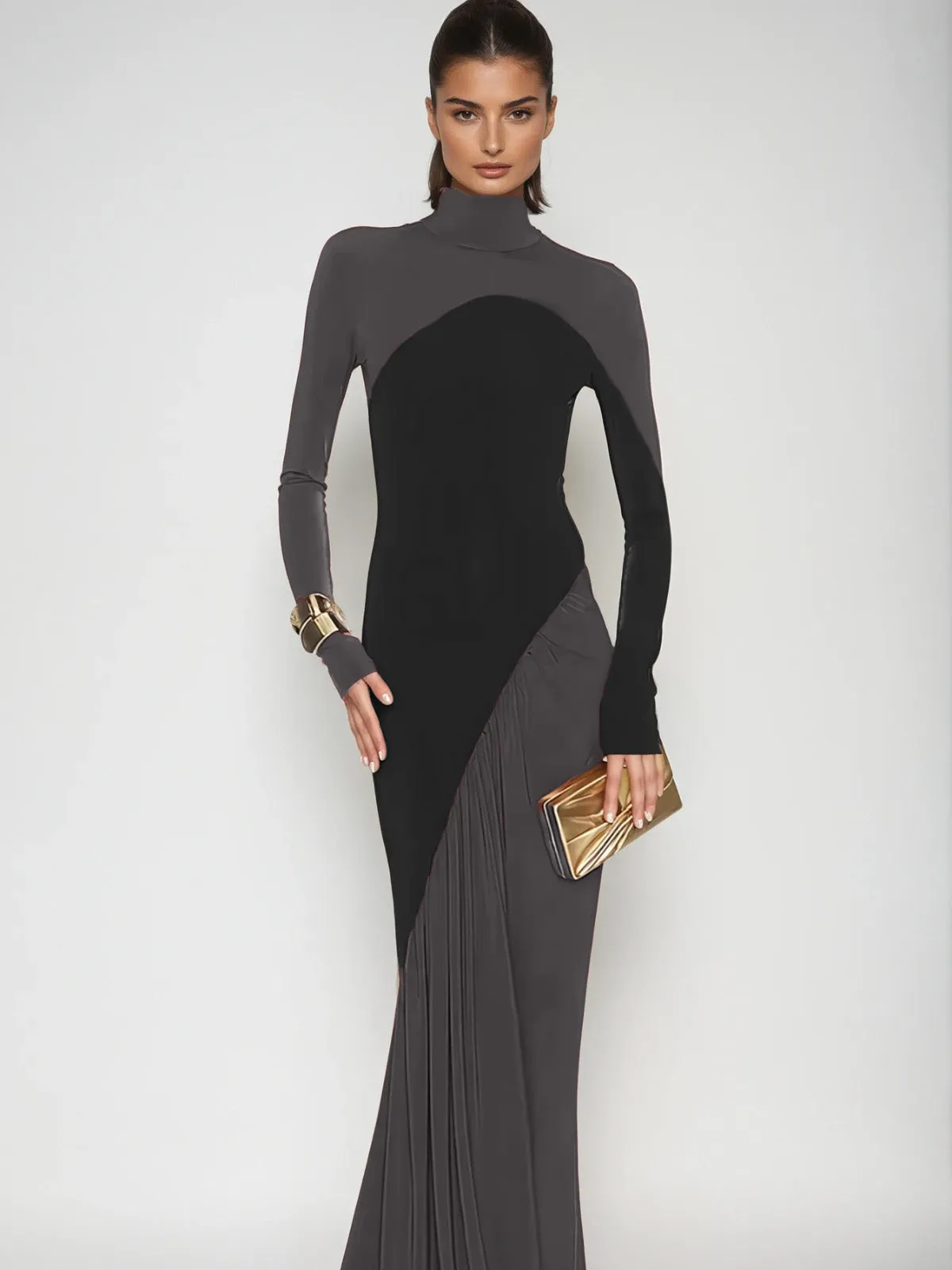 Laurice High Neck Maxi Dress In Coffee sold by Mew Mews