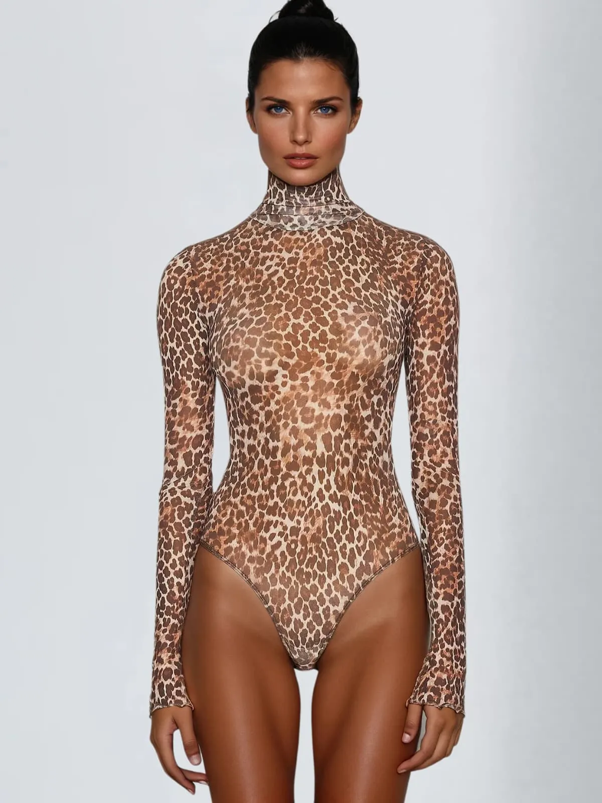 Launa High Neck Leopard Bodysuit sold by Mew Mews