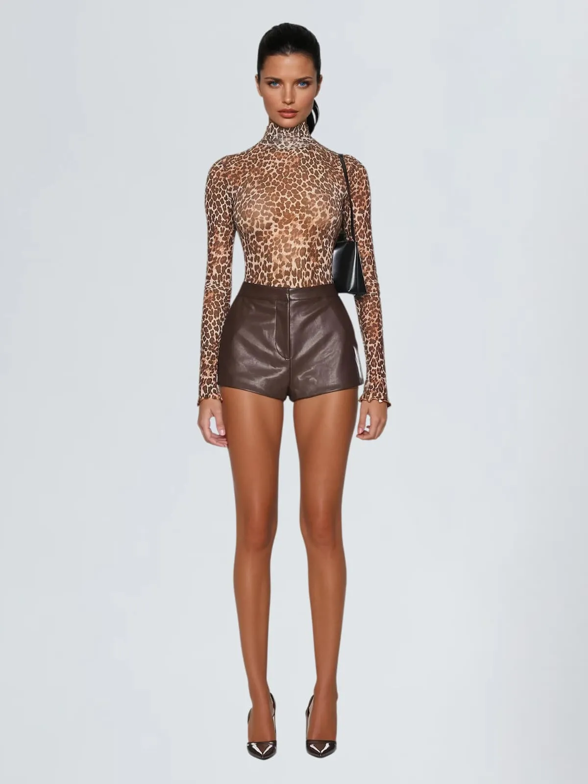 Launa High Neck Leopard Bodysuit sold by Mew Mews product image thumbnail 2