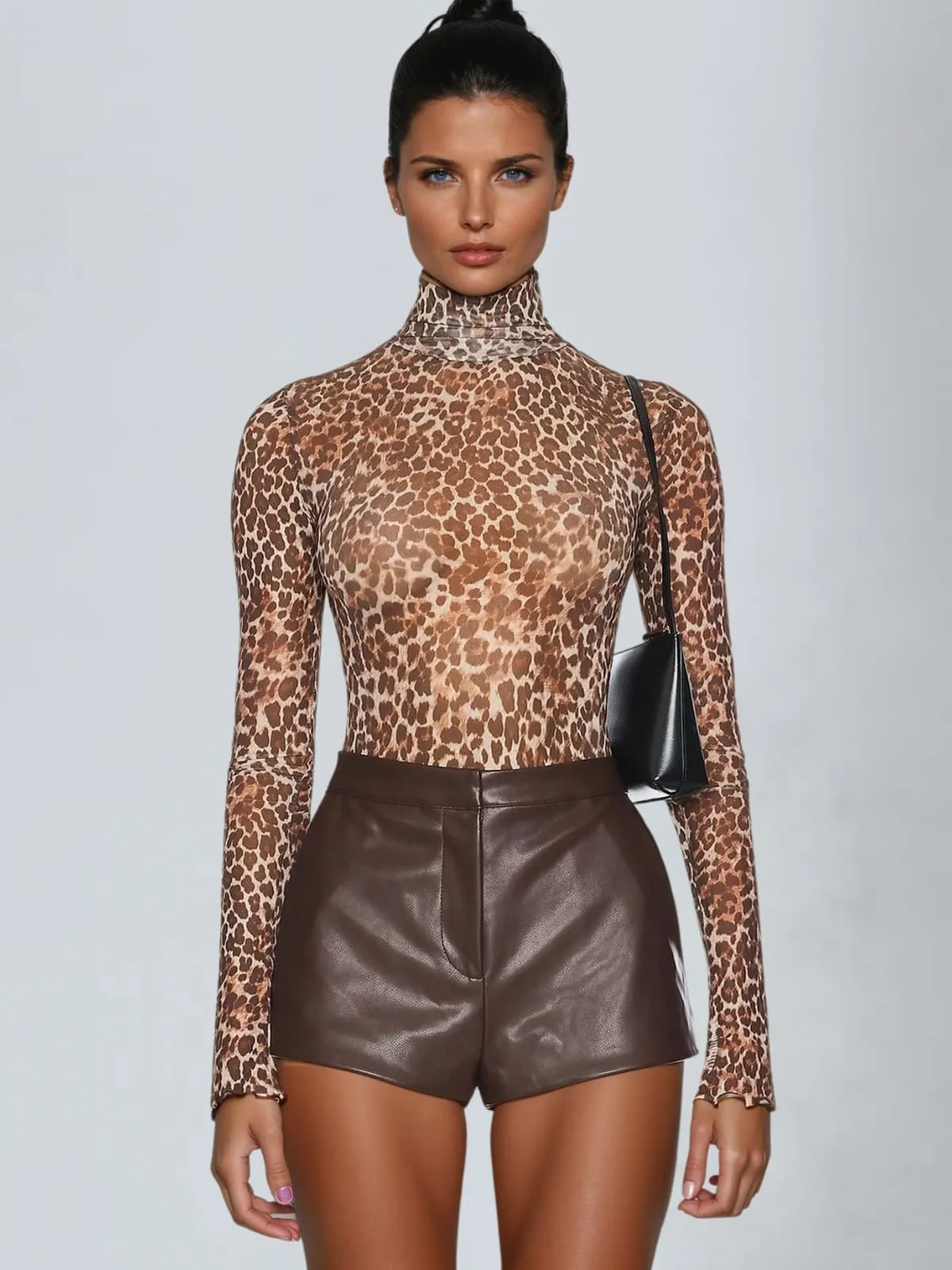 Launa High Neck Leopard Bodysuit sold by Mew Mews product image thumbnail 3