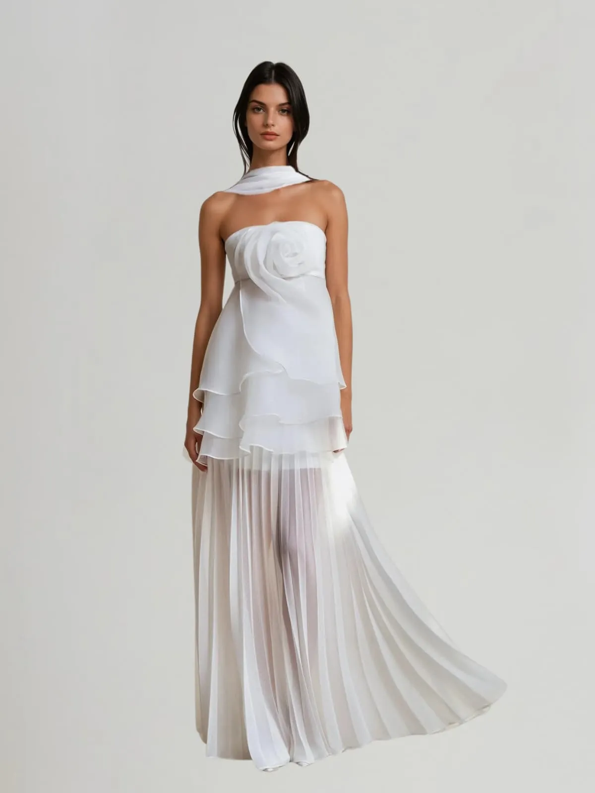 Vaelyara Strapless Flower Ruffle Pleated Skirt Set sold by Mew Mews product image thumbnail 2