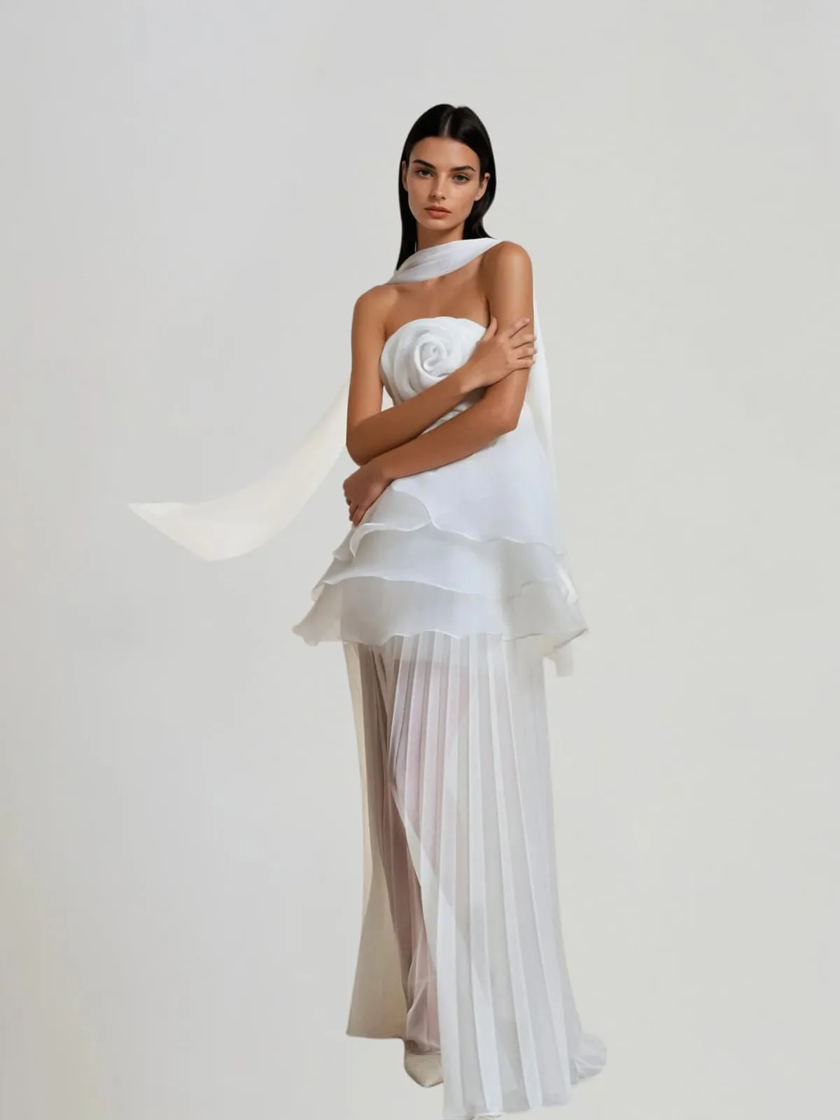 Vaelyara Strapless Flower Ruffle Pleated Skirt Set sold by Mew Mews product image thumbnail 4