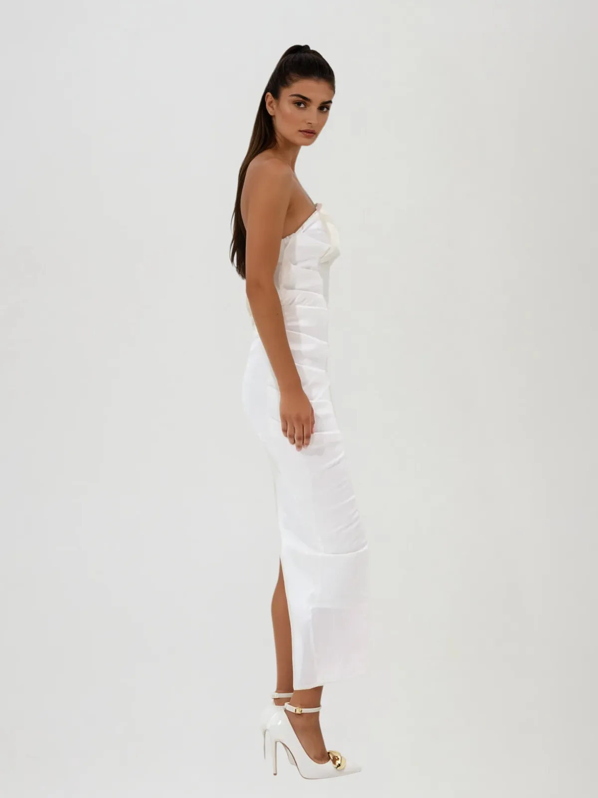 Etherbit Strapless Bodycon Split Midi Dress sold by Mew Mews product image thumbnail 4