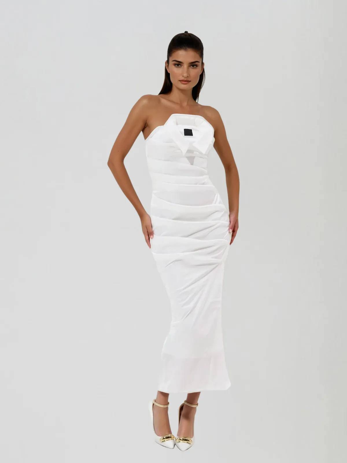 Etherbit Strapless Bodycon Split Midi Dress sold by Mew Mews product image thumbnail 2