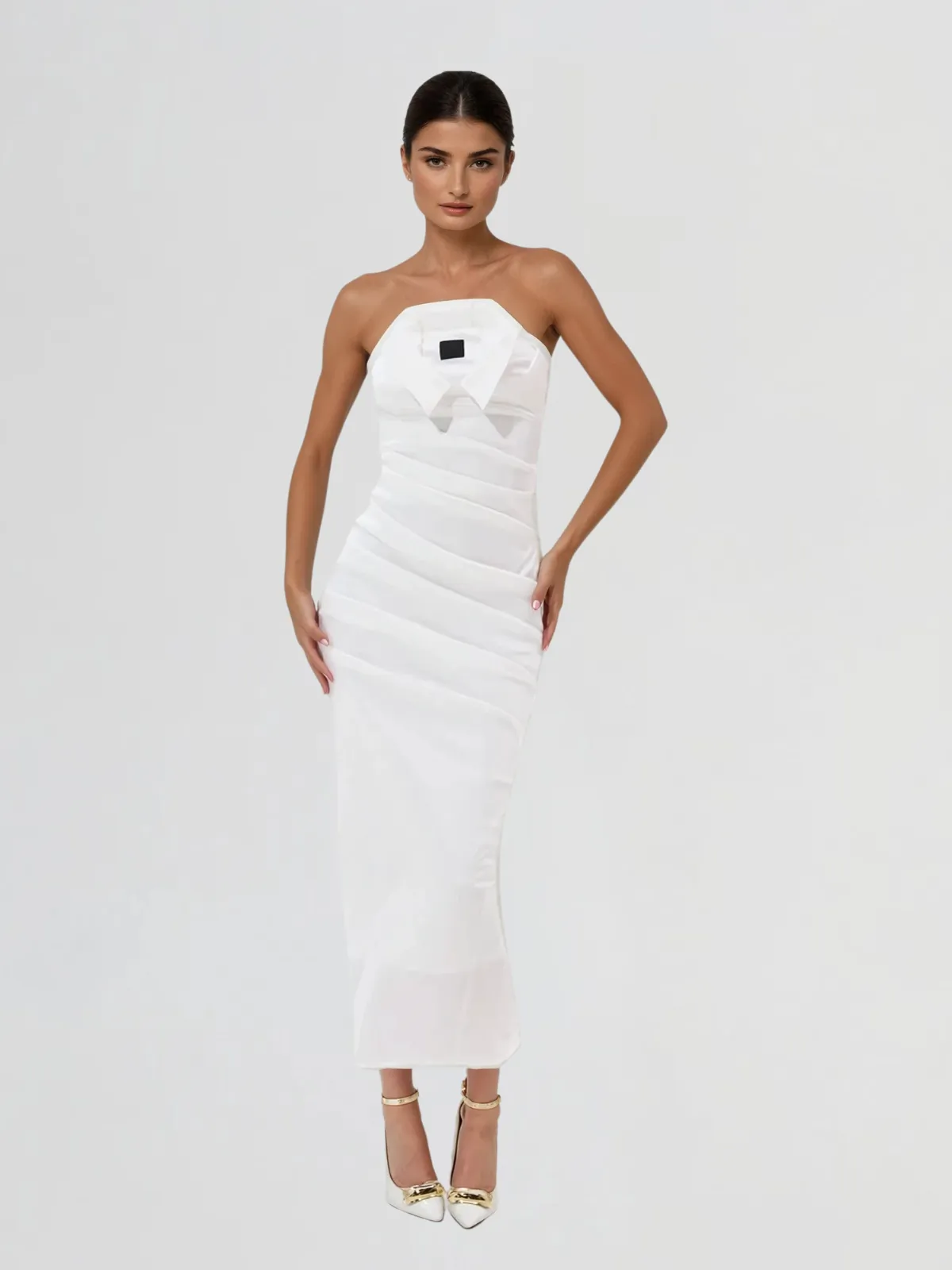 Etherbit Strapless Bodycon Split Midi Dress sold by Mew Mews