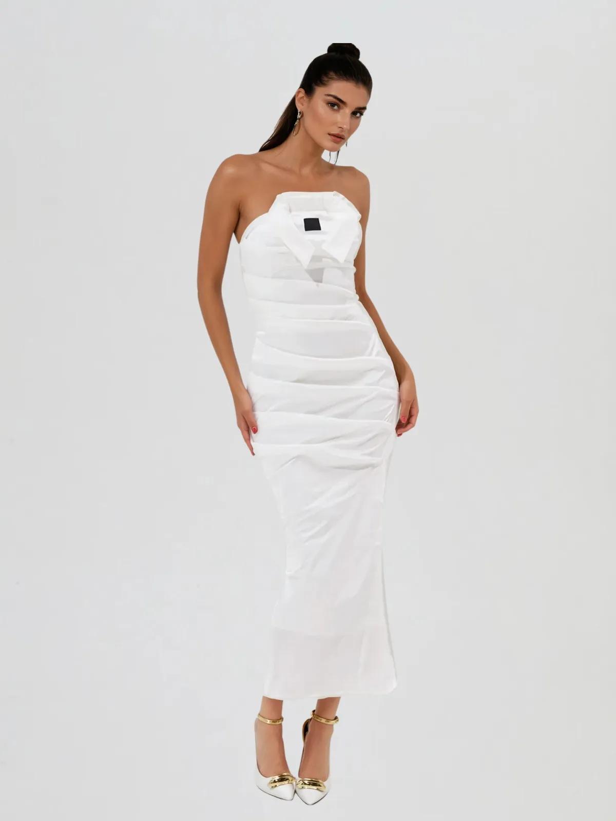 Etherbit Strapless Bodycon Split Midi Dress sold by Mew Mews product image thumbnail 3