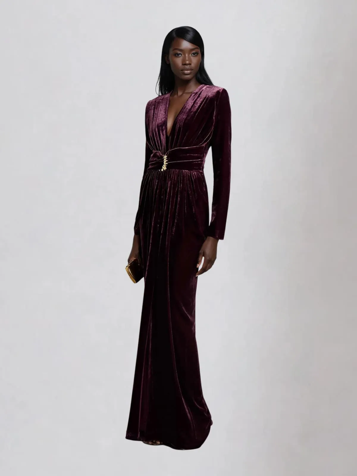Encodex Plunge Neck Split Maxi Dress sold by Mew Mews