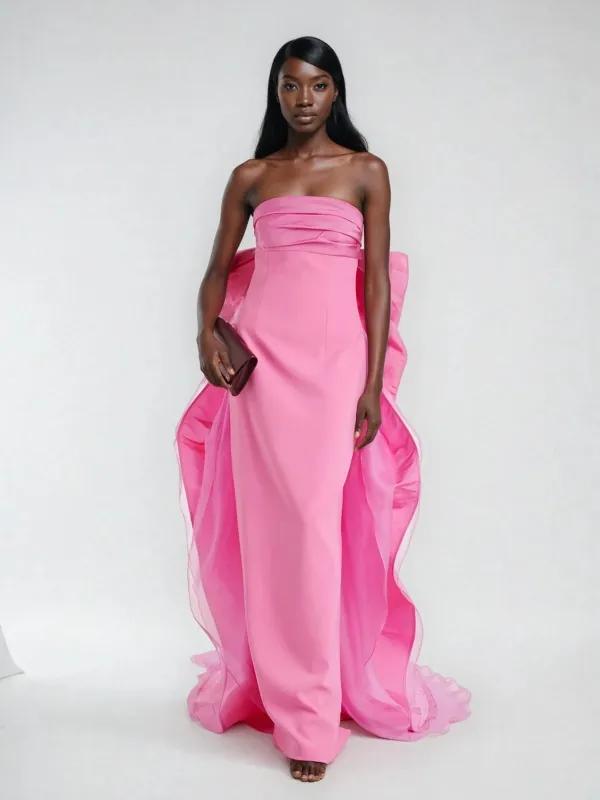 Loria Strapless Ruched Maxi Dress sold by Mew Mews