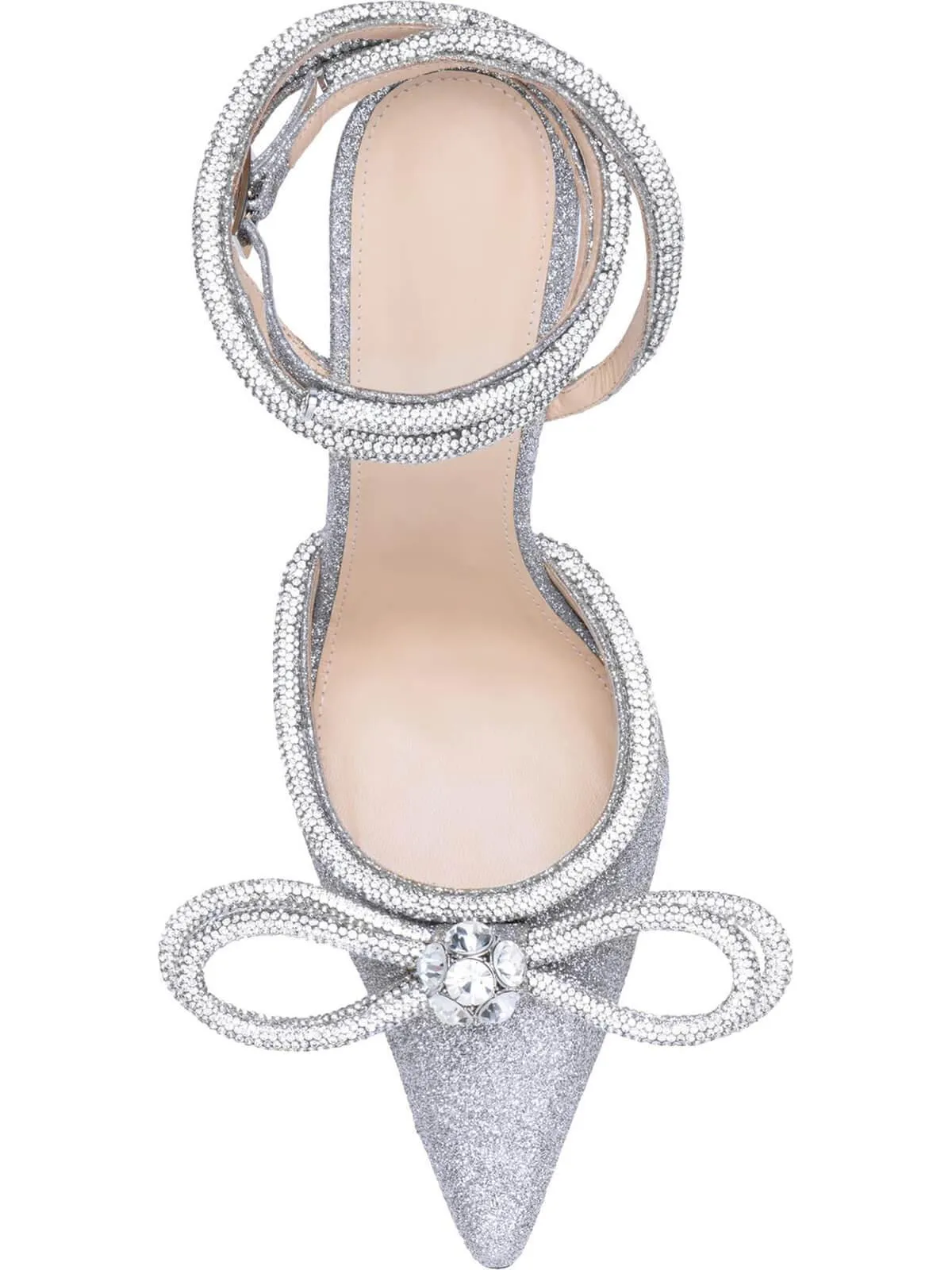Laila Bow Crystal Satin Heels In Silver sold by Mew Mews product image thumbnail 3