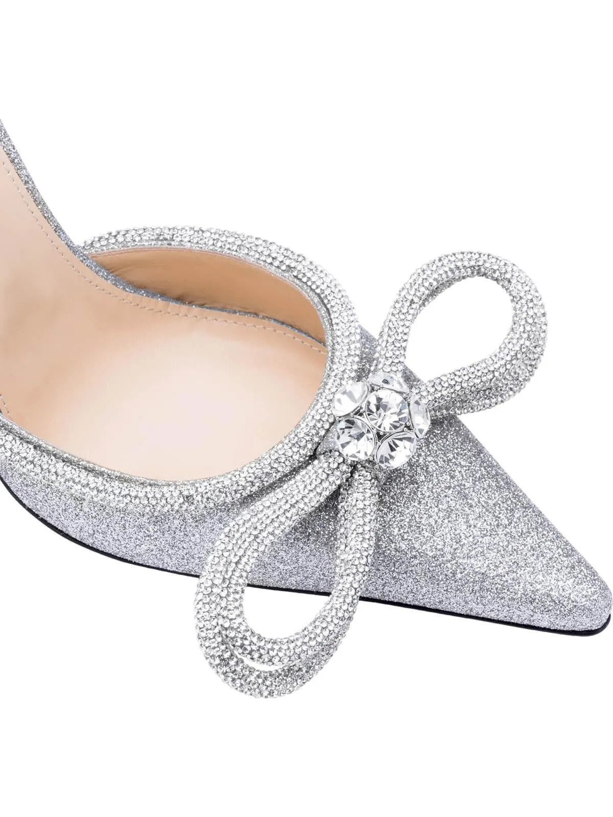 Laila Bow Crystal Satin Heels In Silver sold by Mew Mews product image thumbnail 2