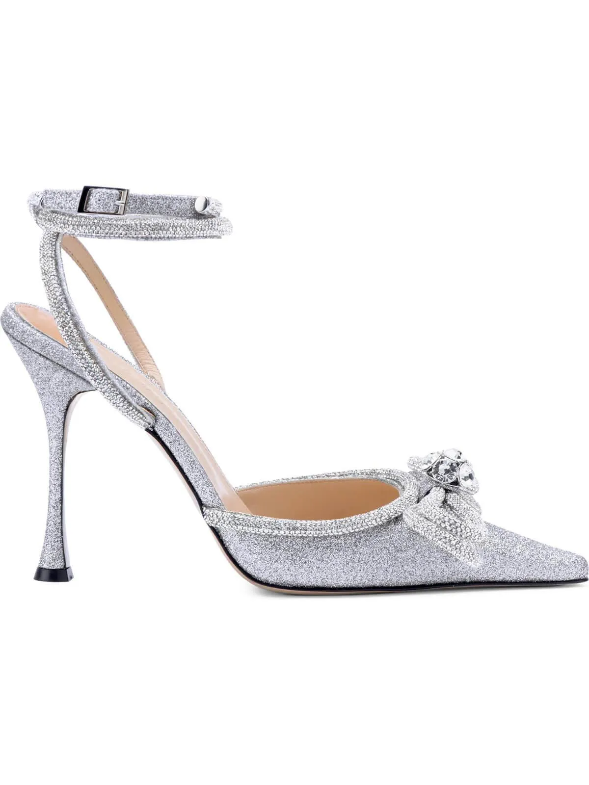Laila Bow Crystal Satin Heels In Silver sold by Mew Mews product image thumbnail 5