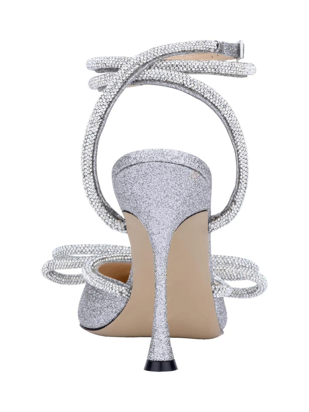 Laila Bow Crystal Satin Heels In Silver sold by Mew Mews product image thumbnail 4