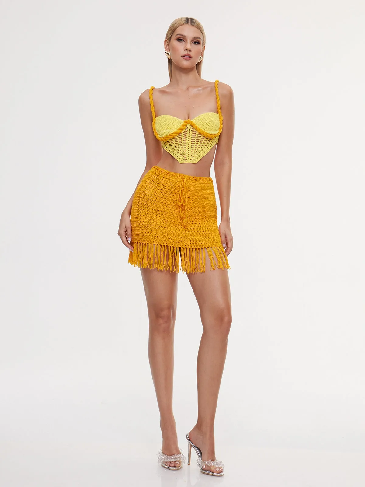 Efluxia Fringe Knitted Cutout Skirt Set sold by Mew Mews product image thumbnail 2