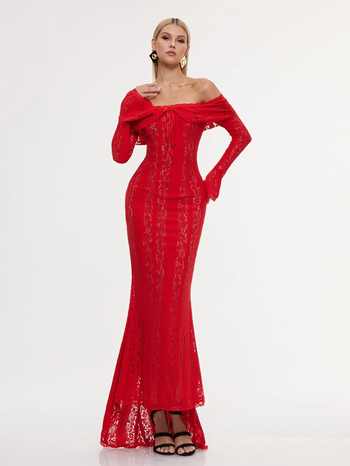 Entropia Off Shoulder Lace Maxi Dress sold by Mew Mews product image thumbnail 5
