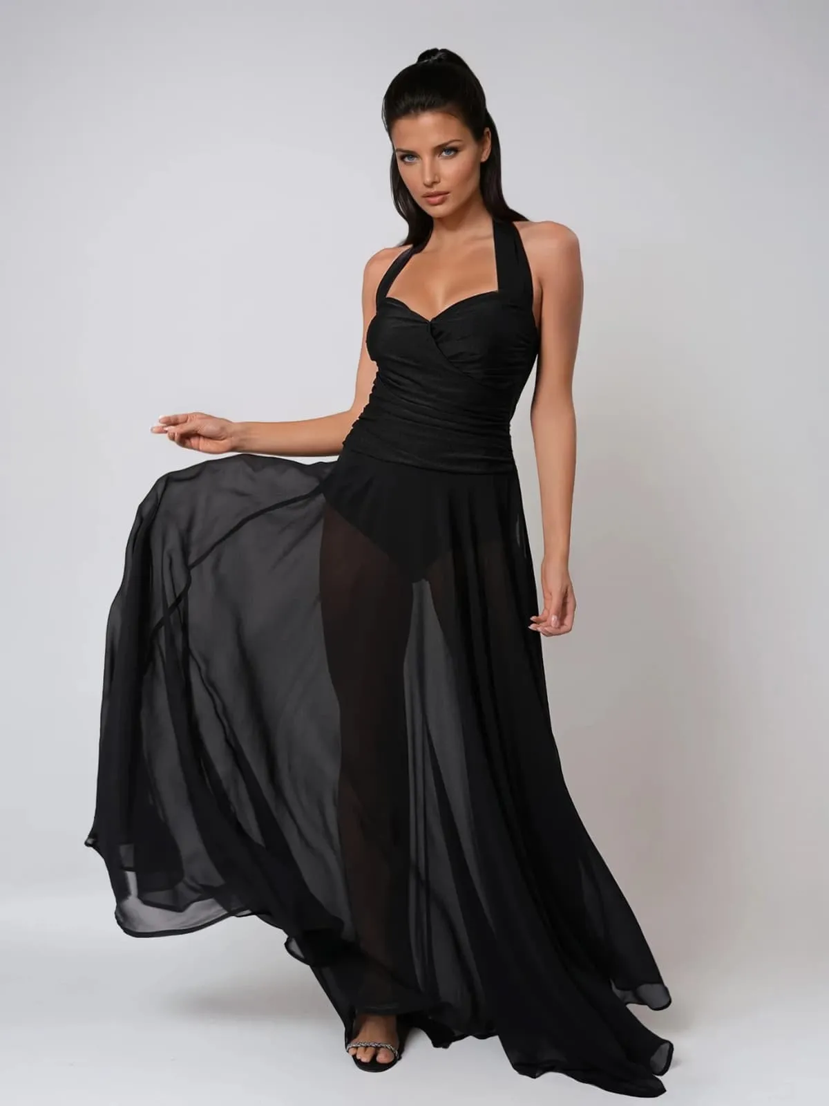 Syronix Halterneck Mesh Maxi Dress sold by Mew Mews product image thumbnail 2