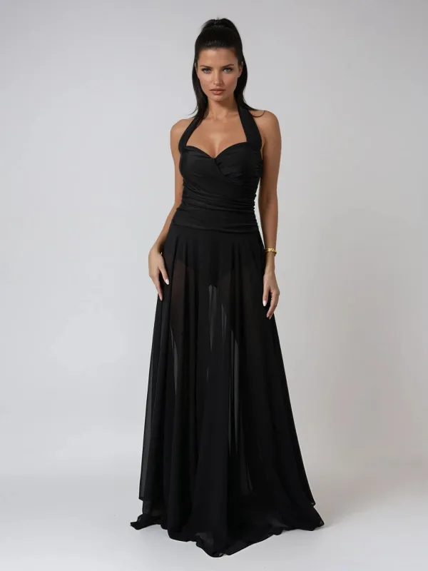 Syronix Halterneck Mesh Maxi Dress sold by Mew Mews