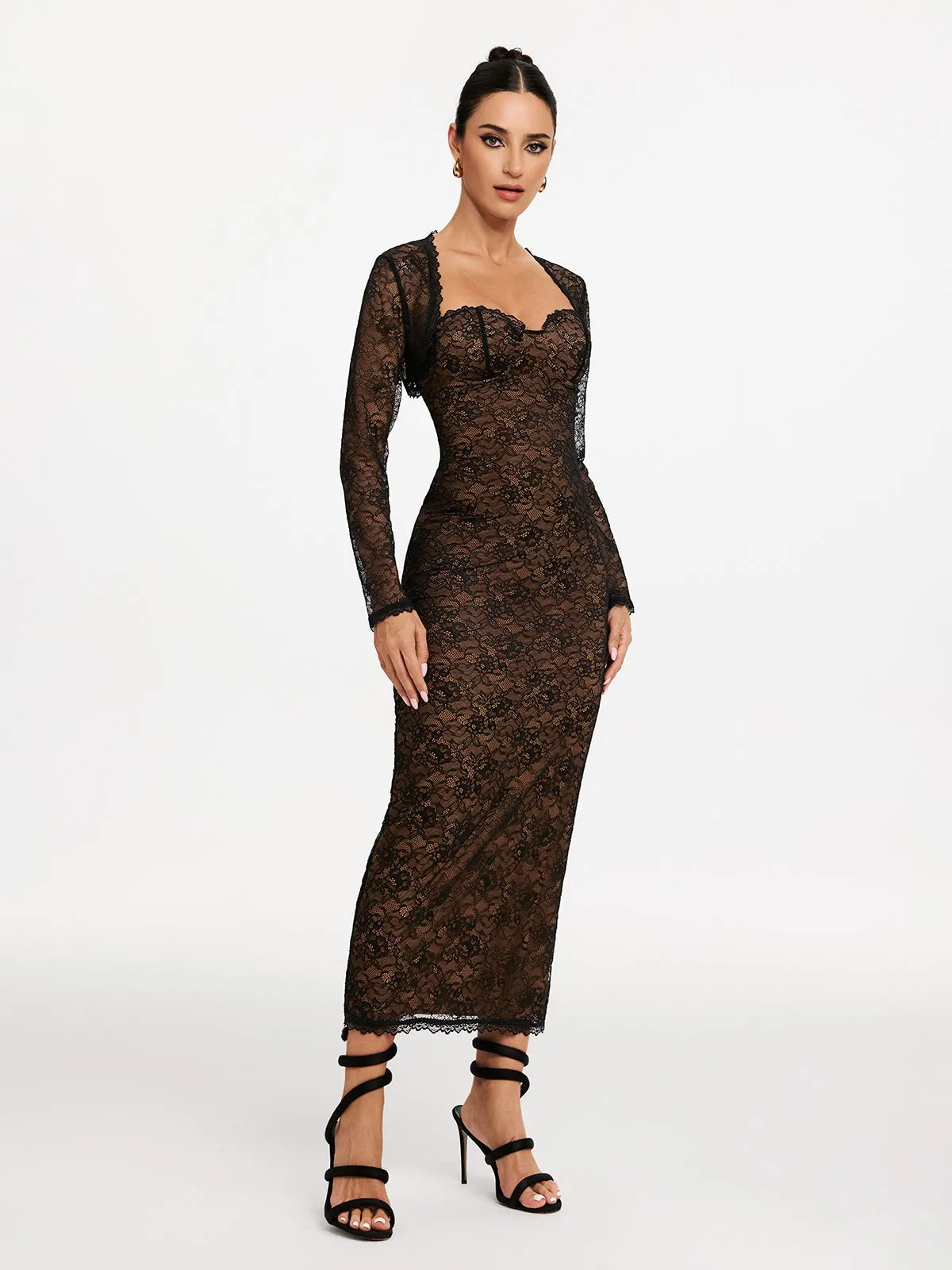 Ulthris Shawl Strapless Lace Maxi Dress sold by Mew Mews product image thumbnail 4