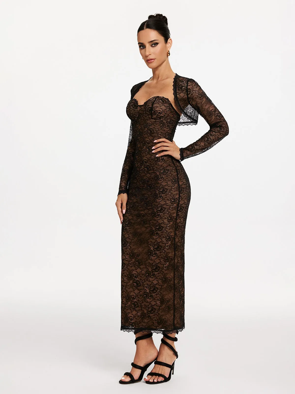 Ulthris Shawl Strapless Lace Maxi Dress sold by Mew Mews product image thumbnail 5