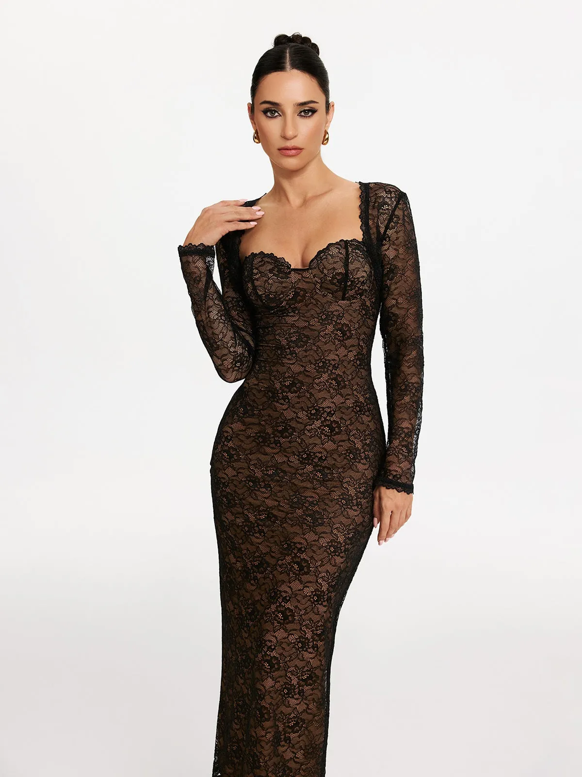 Ulthris Shawl Strapless Lace Maxi Dress sold by Mew Mews product image thumbnail 3