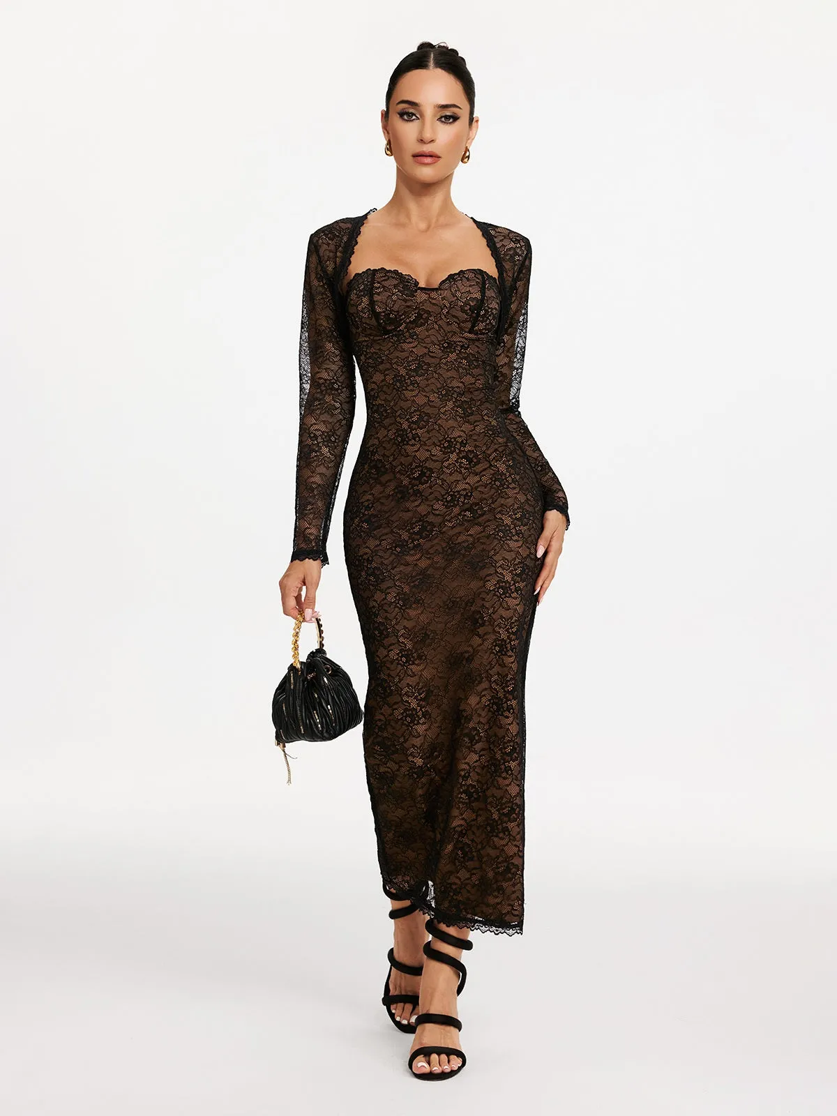 Ulthris Shawl Strapless Lace Maxi Dress sold by Mew Mews product image thumbnail 2