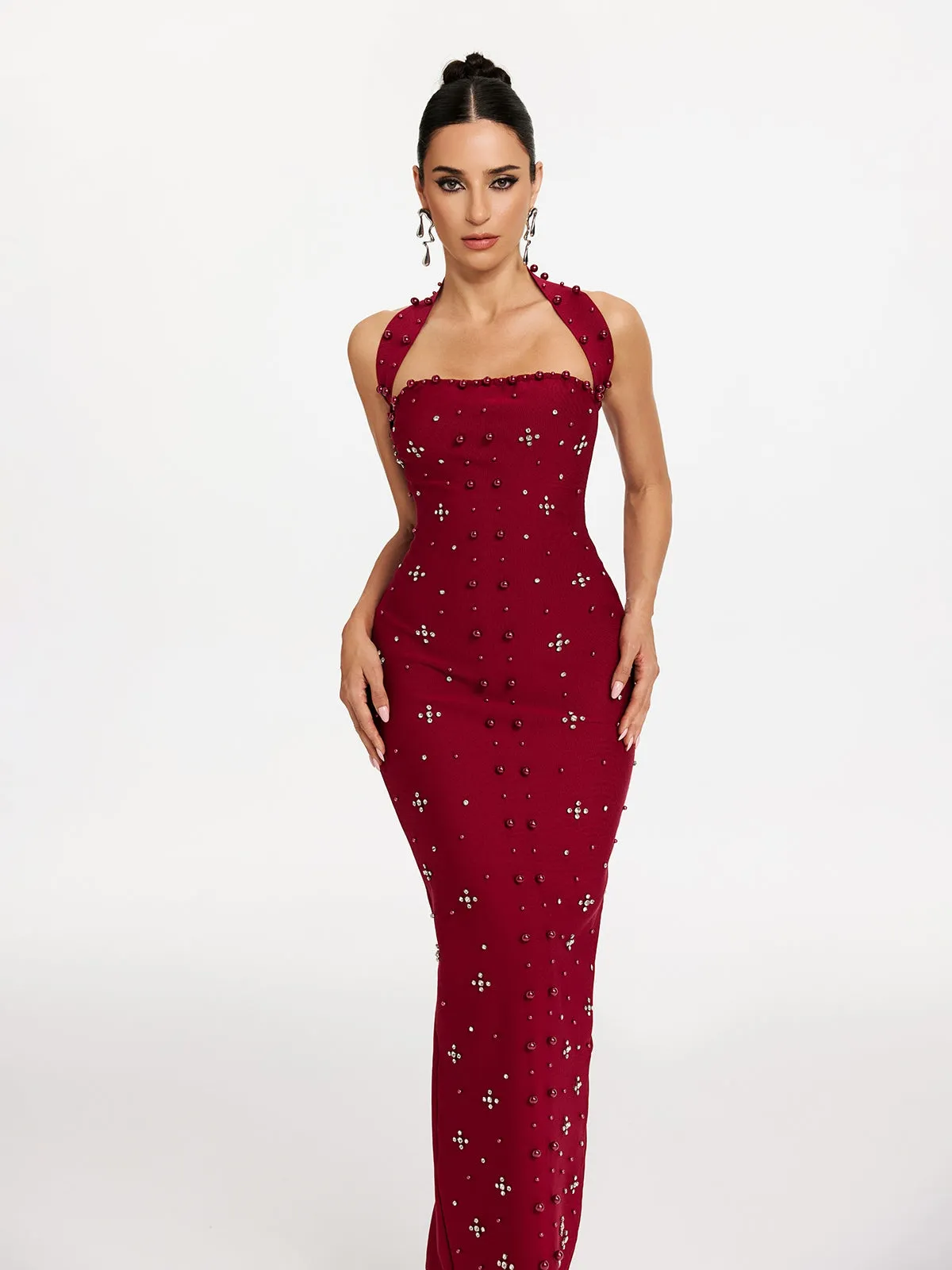 Malaika Halterneck Pearl Bandage Dress sold by Mew Mews product image thumbnail 3