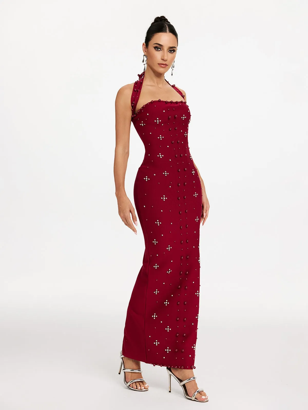 Malaika Halterneck Pearl Bandage Dress sold by Mew Mews product image thumbnail 4