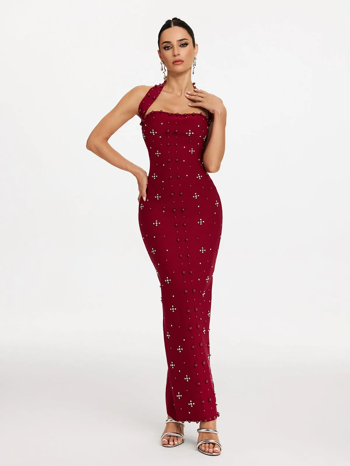 Malaika Halterneck Pearl Bandage Dress sold by Mew Mews product image thumbnail 2