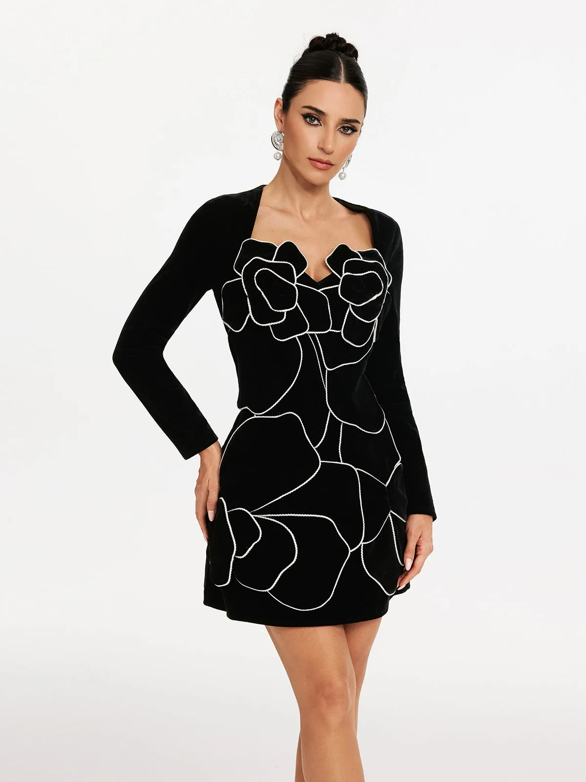 Makula Long Sleeve Flower Mini Dress sold by Mew Mews product image thumbnail 3