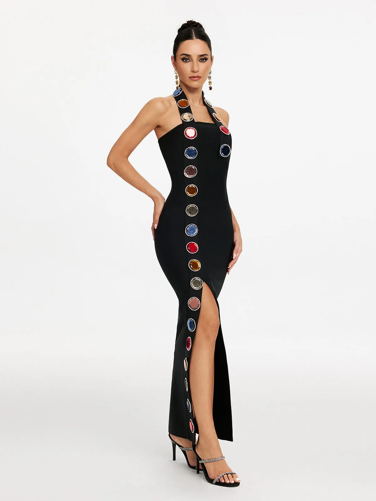 Maksim Halterneck Diamond Split Bandage Dress sold by Mew Mews product image thumbnail 4
