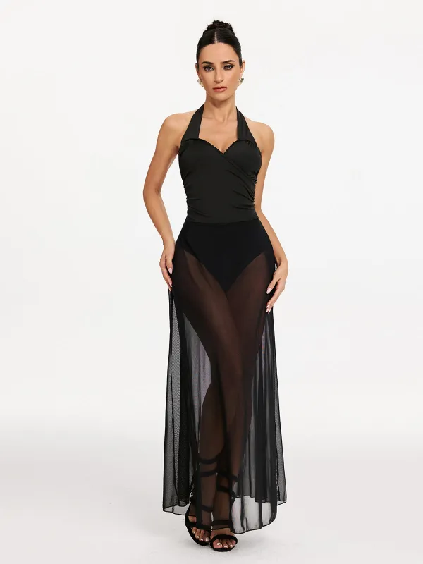 Syronix Halterneck Mesh Maxi Dress sold by Mew Mews