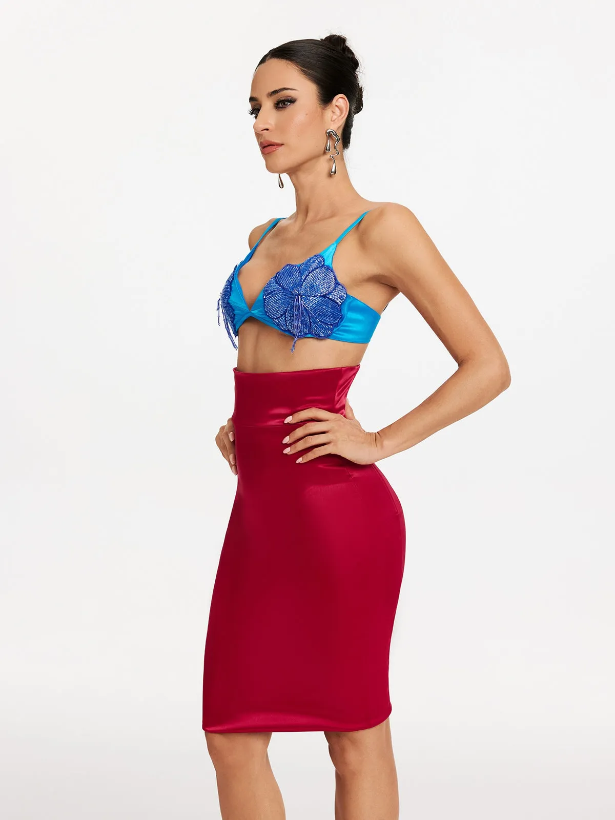 Makala Spaghetti Flower Satin Skirt Set sold by Mew Mews product image thumbnail 5