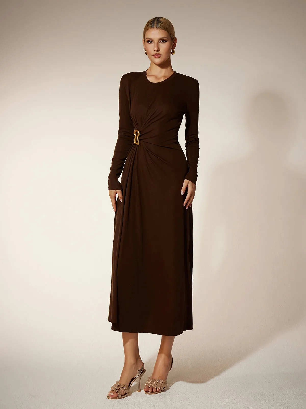 Eisley Long Sleeve Ruched Midi Dress sold by Mew Mews product image thumbnail 2
