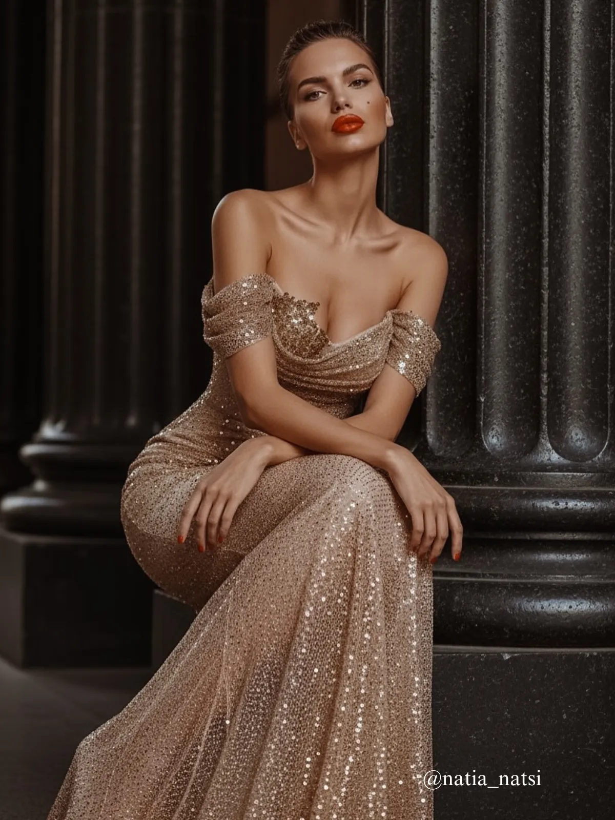 Harva Off Shoulder Diamond Mesh Maxi Dress sold by Mew Mews product image thumbnail 4