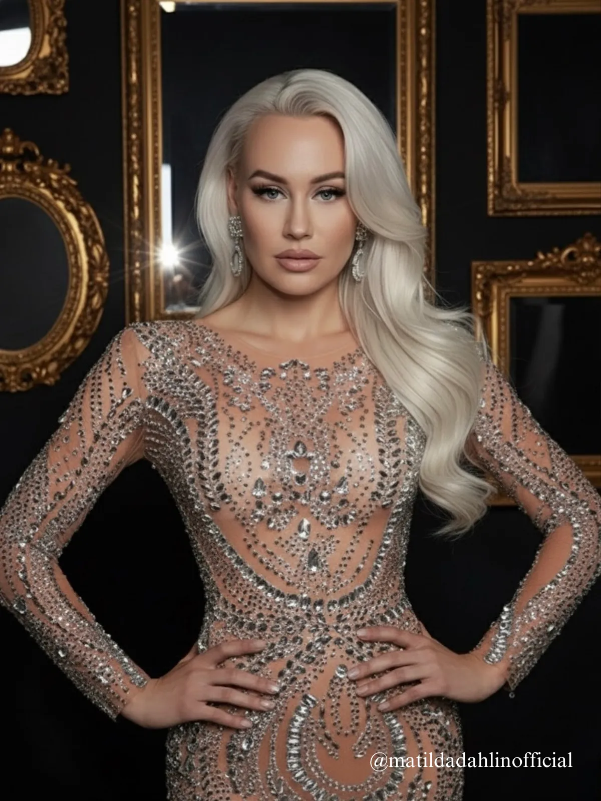 Athoril Long Sleeve Crystal Split Maxi Dress sold by Mew Mews product image thumbnail 3