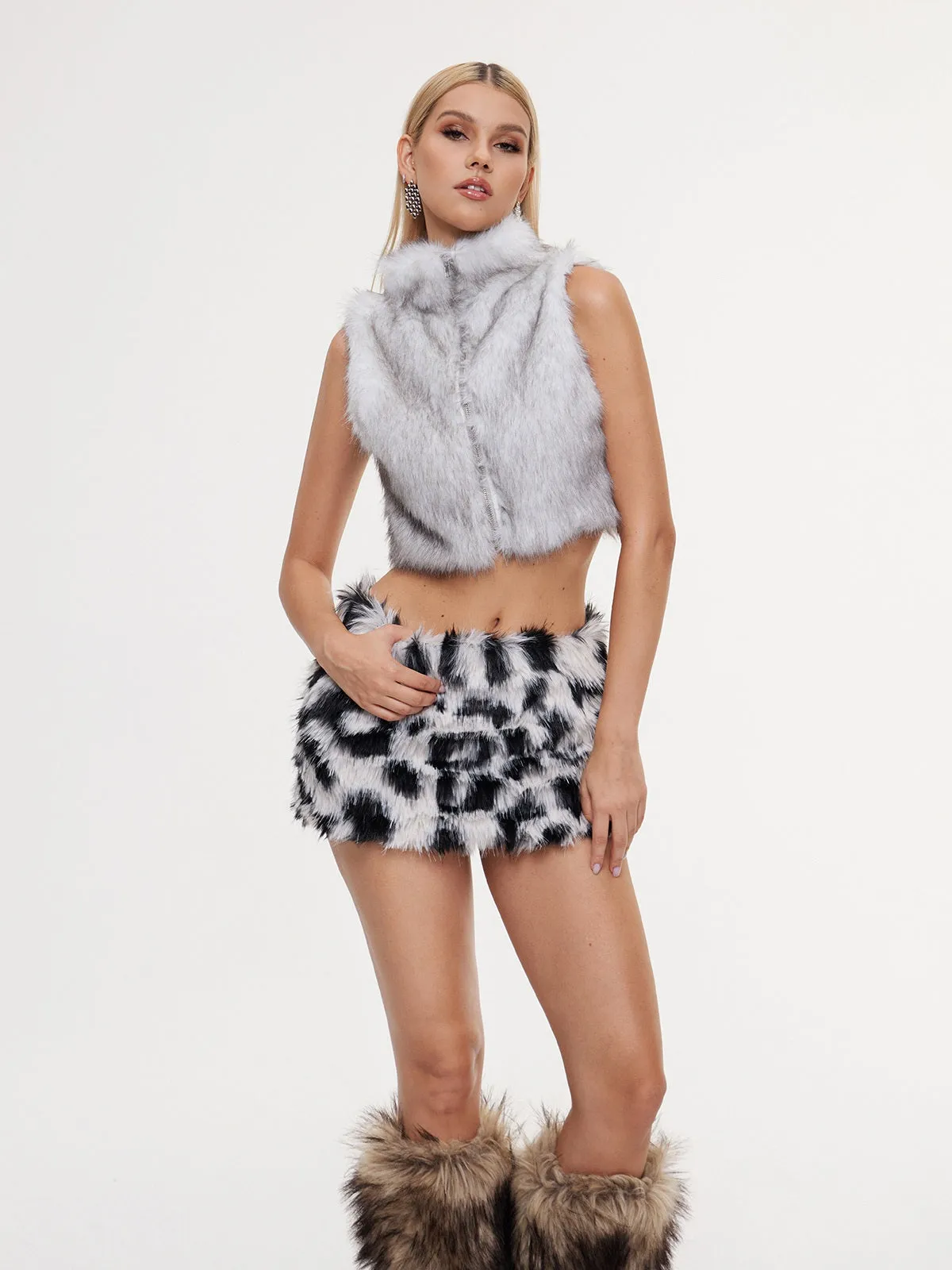 Flectra Faux Fur Crop Top sold by Mew Mews