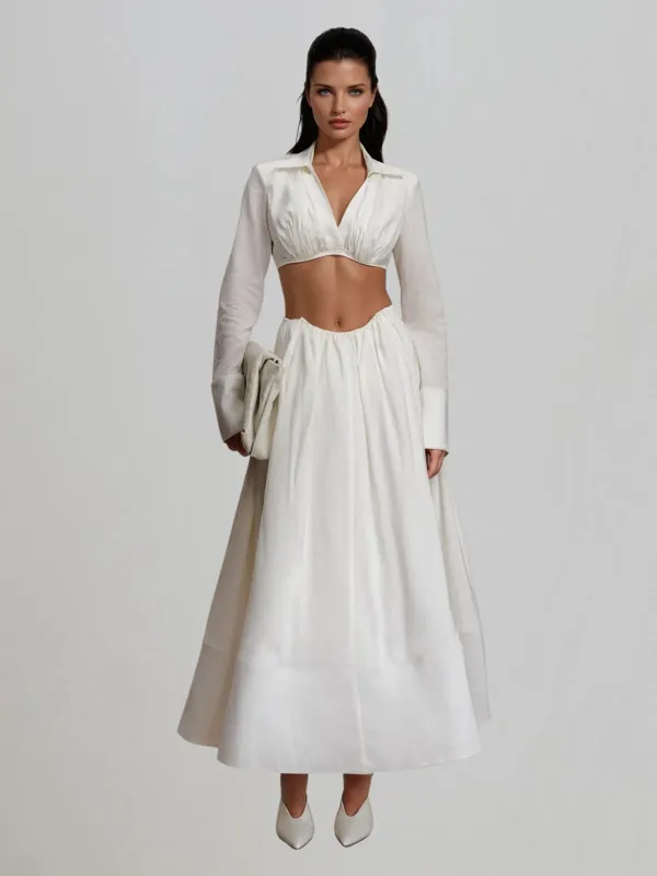 Graviton V Neck Skirt Set sold by Mew Mews